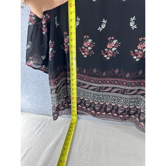 Xhilaration Juniors sz XL (Women's sz L) Boho Peasant Shift Dress Floral Hippie - Picture 5 of 6